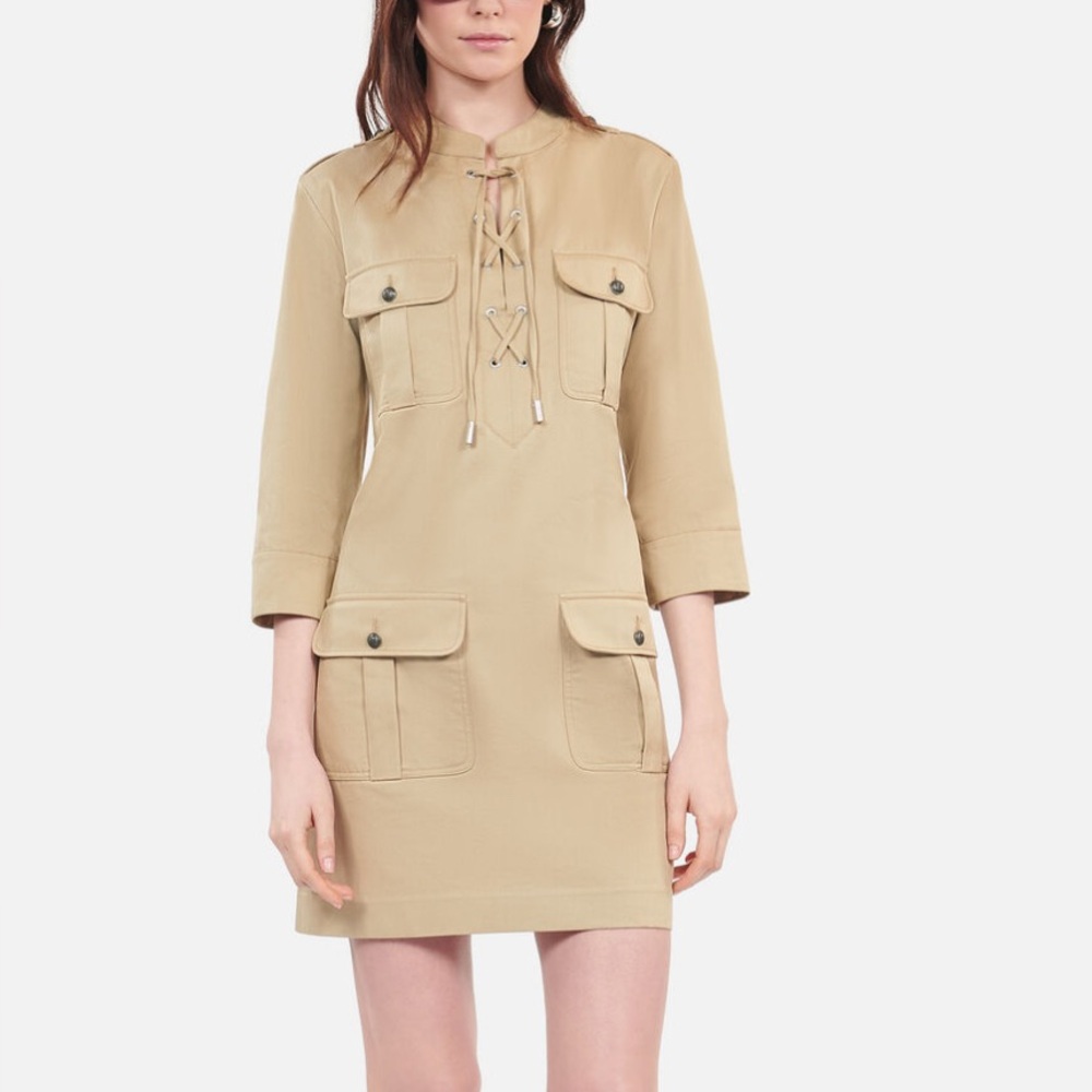The Kooples NWT short beige safari dress. Size US 6. Brand size 2.
